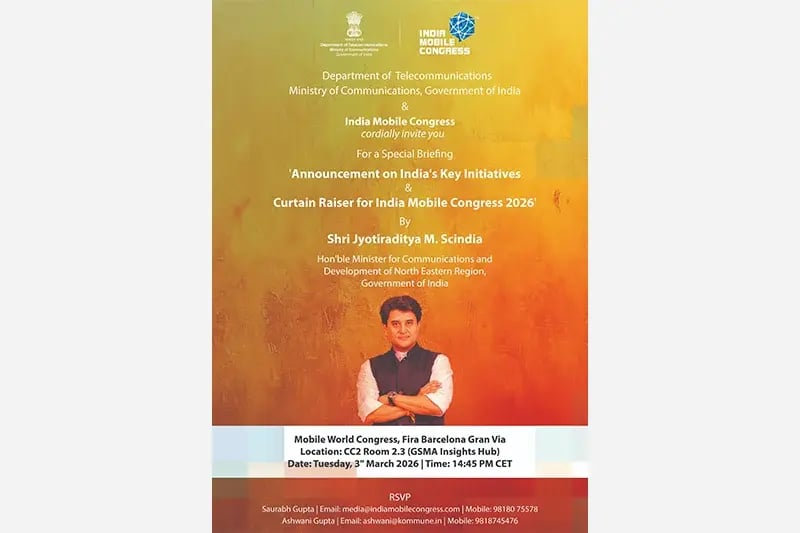 Department of Telecommunications, Ministry of Communications, Government of India & India Mobile Congress cordially invite you for a special briefing